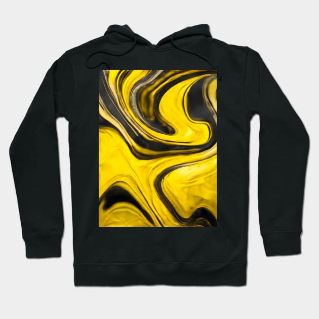 YELLOW AND BLACK LIQUID MARBLE DESIGN, PATTERN Hoodie by ZARBIT